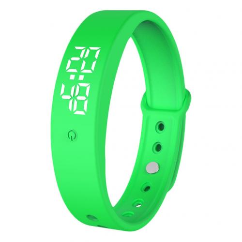 V9 Smart Body Temperature Monitor Thermometer Vibration Alarm Reminder Sports Wristband Smart Bracelet With LED Light Display: green