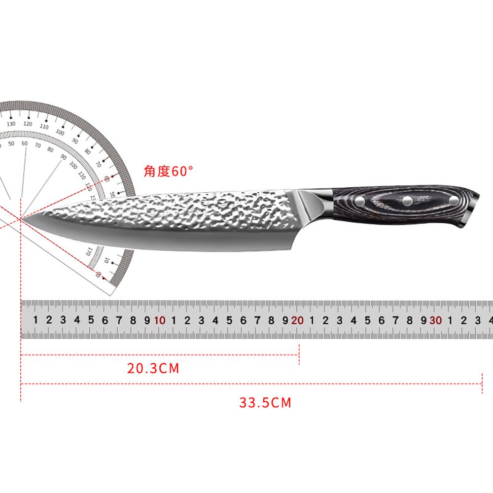 Damascus Santoku Knife German Steel 4116 Hammered Stainless Steel 8-inch Chef Knife Multipurpose Knife Meat Cleaver