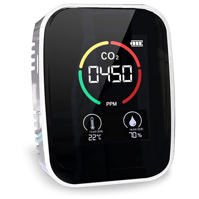 Air Monitor CO2 Monitor CO2 Meter Indoor Temperature and Relative Humidity Meter for Home Office: White