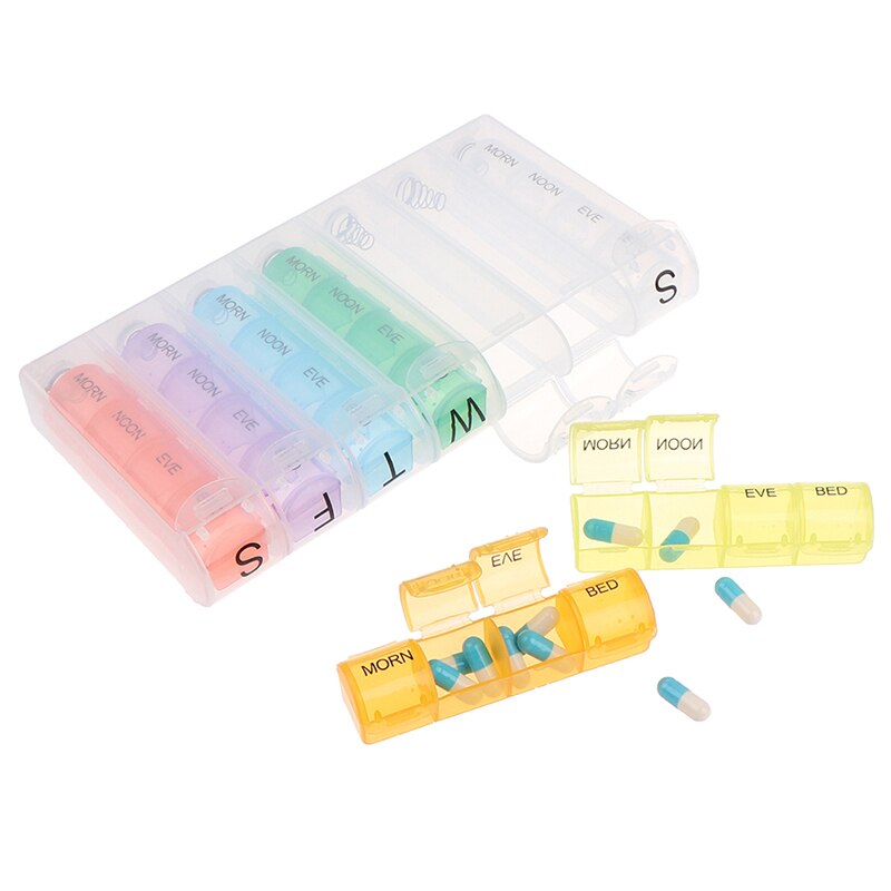 Weekly 7 Days Pill Box 28 Compartments Pill Organizer Medicine Storage Dispenser