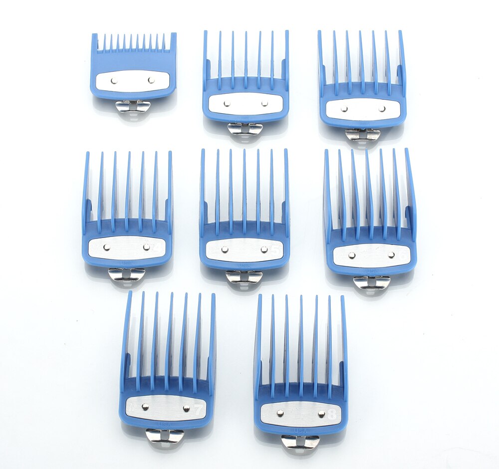 8 sizes of guide comb sets with a box metal combs spare parts hair clipper limited combs metal clip set: Set 3