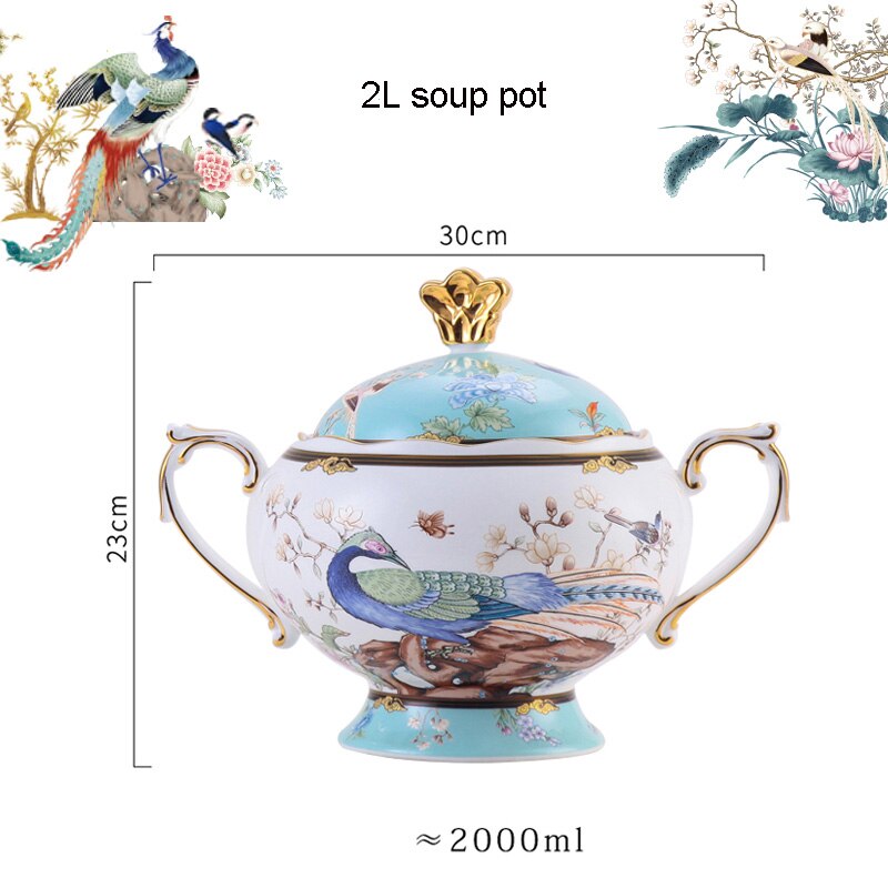 Oosterse Bone China Servies Set Soeppan Combinatie High End Keramische 8Inch Plaat 12Inch Vis Plaat Kruiden Jar