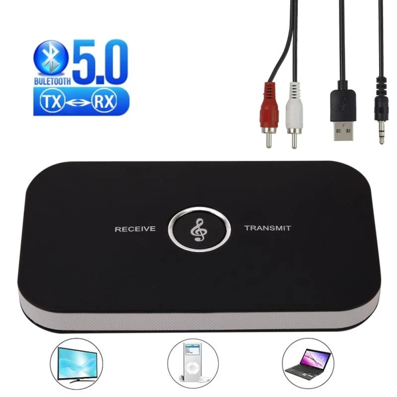 2-in-1 Bluetooth Adapter Transmitter Receiver Bluetooth AUX 5.0 Wireless 3.5mm Jack Adapter Stereo for Earphones PC TV Car Audio