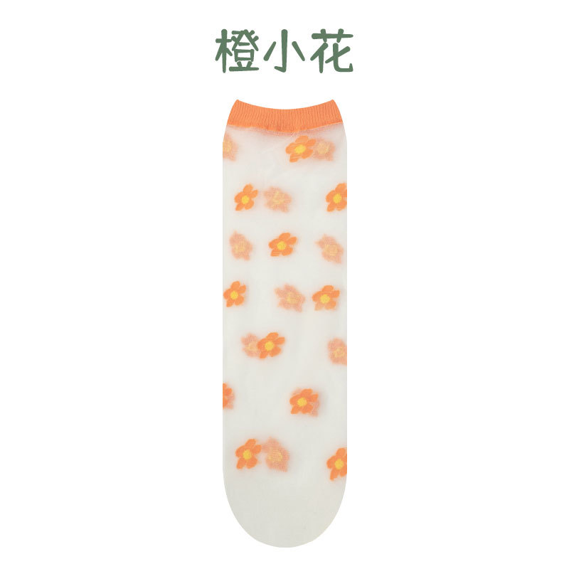Calzini di cristallo del fumetto del bambino estate trasparente embroidory ragazzi ragazze calzini resistenti all'usura carino ultra-sottile bambino bambini kawaii calzino: Black