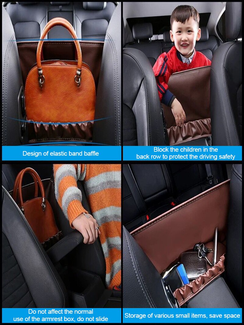 Advanced Car Net Pocket Handbag Holder PU Leather Between Car Seat Storage Black PU Leather Stowing Tidying Bag Interior