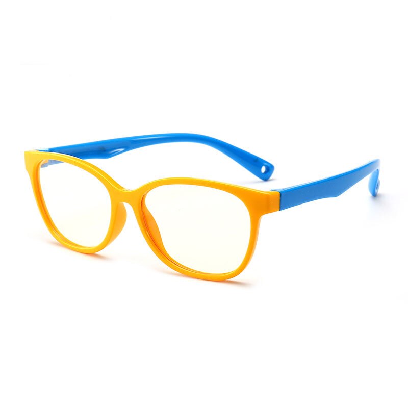 Ramme til optiske briller til børn drengepiger nærsynethed brillerammer med 0 graders linser glatte punkter børn unisex  f8142: Gulblå