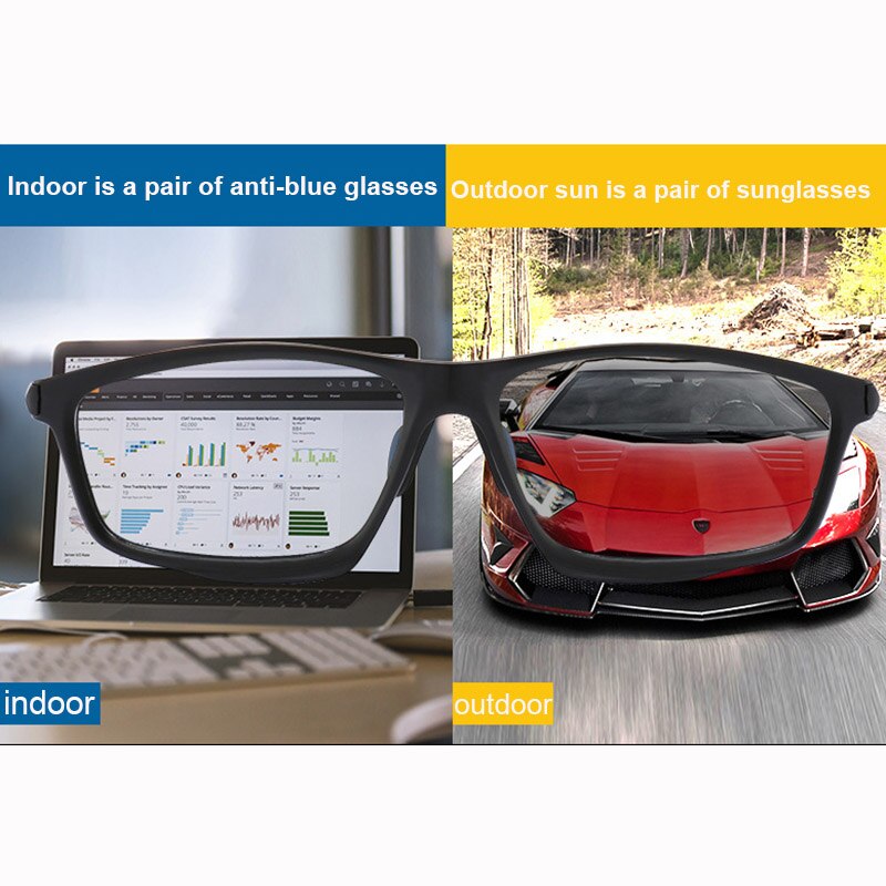 Blue Light Block Glasses Flexible Outdoor Sport Photochromic Sunglasses Computer Glasses Anti Blue Ray Glasses UV Men