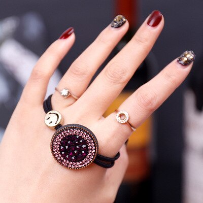 Colorful Leopard Print Big Ball Hair Accessories Hair Ties Headdress For Women Colored Grape Elastic Hair Bands Rubber Bands: Purple crystal 1pcs