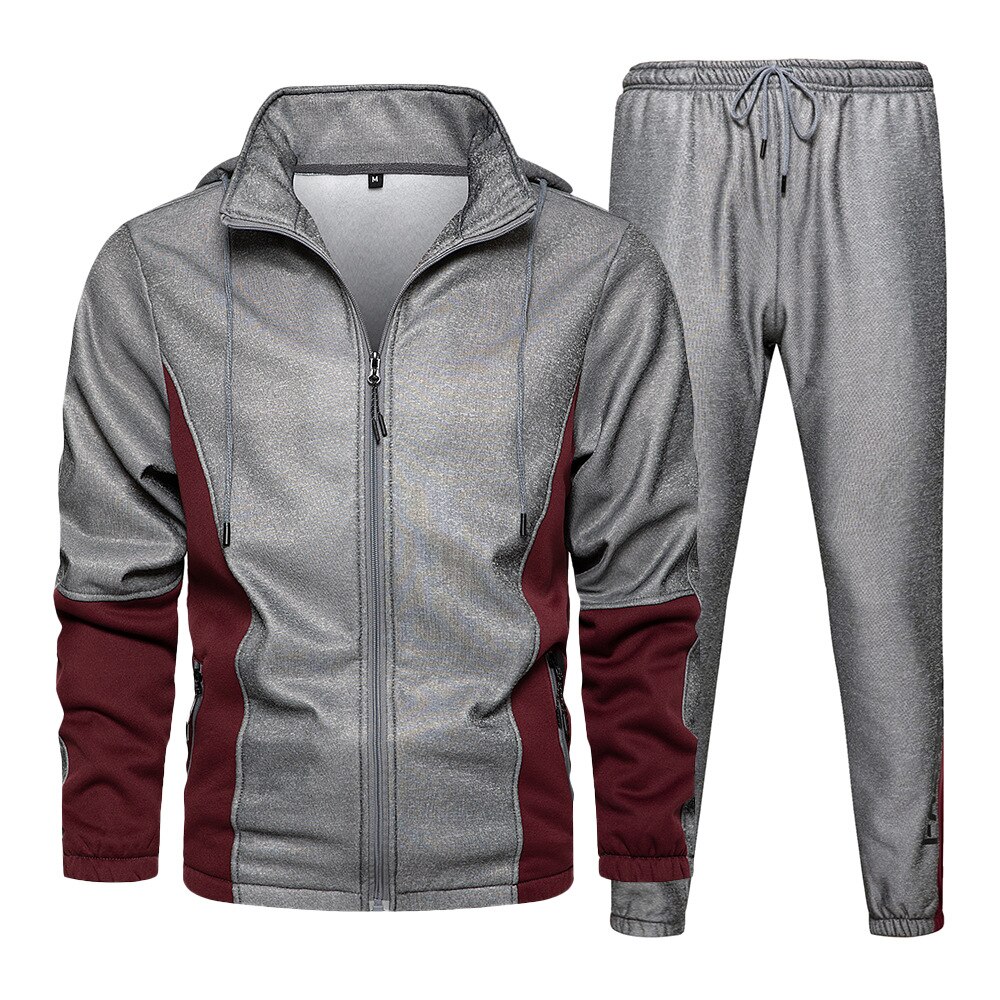 Mannen Trainingspak Sweatsuit Sets Herfst 2 Stuk Rits Jas + Joggingbroek Casual Trainingspak Mannen Sportkleding Set Mannelijke Kleren: gray / EUR L