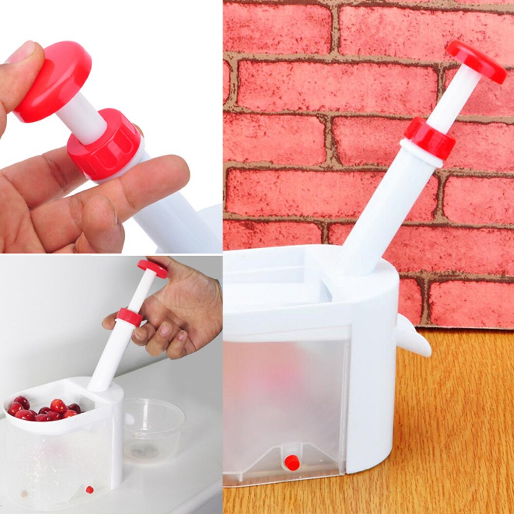 Cherry Corer With Container Kitchen Gadgets Novelty Utensils Super Cherry Pitter Stone Corer Remover 10pcs Cherry Stoners Pad