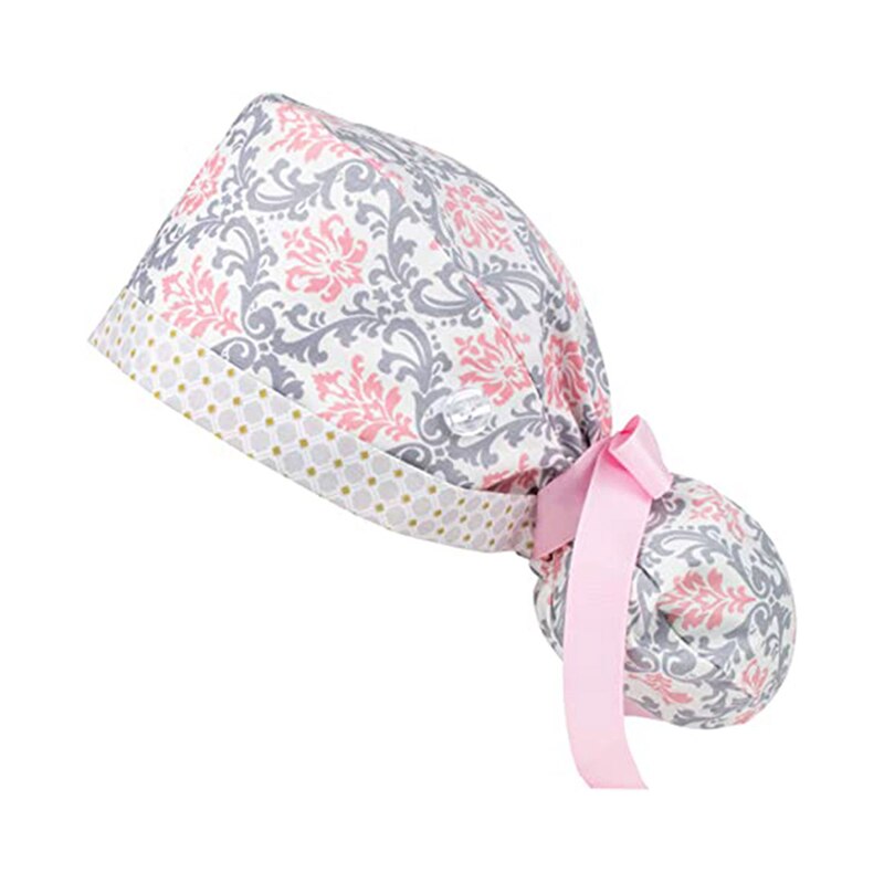 Gorro de algodón con botones para hombre y mujer, estampado, accesorios para uniforme de enfermera, tienda de mascotas, gorro quirúrgico para trabajo de laboratorio de Chef: 3