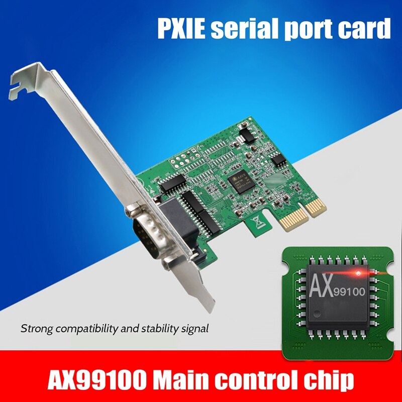 PCIE to Single Serial Port Rs232 Expansion Card Chip AX99100 Serial DB9 Pcie Adapter Riser Card for Desktop Computers