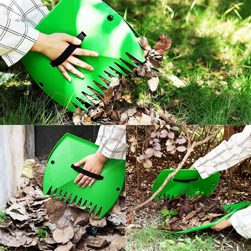 2Pcs Leaf Hand Rakes Leaves Collector Plastic Garden Scoop for Picking Up Leaves