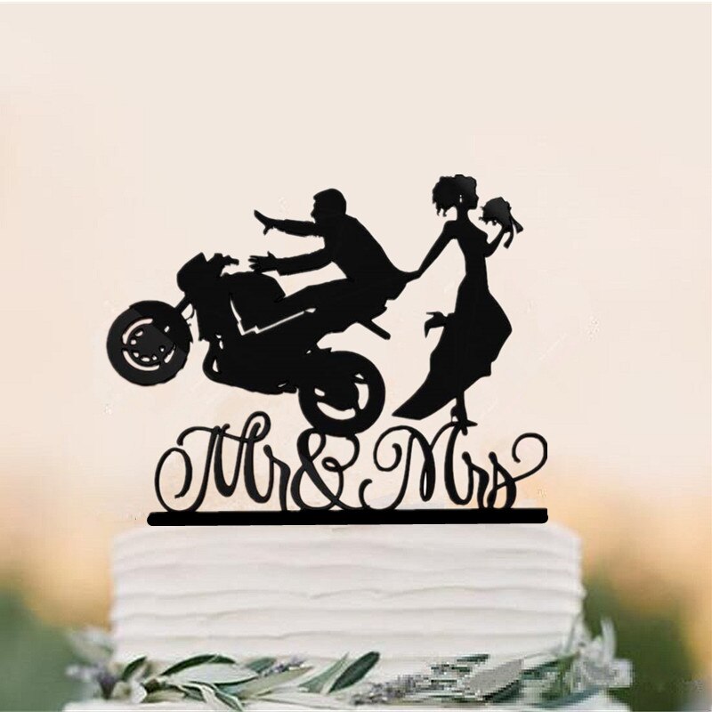 gemischt Lustige Stil Motorrad Paar Hochzeit Kuchen Deckel Acryl Braut Und Bräutigam Kuchen Deckel Herr & Frau Fahrrad Kuchen Deckel: Stil 13