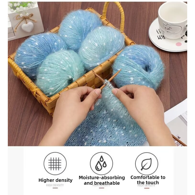 Hilo de Mohair de Alpaca para ganchillo, paquete de 150g de puntos coloridos para tejer chal, ropa, bufanda, hilo de lana teñido segmental degradado para bebé