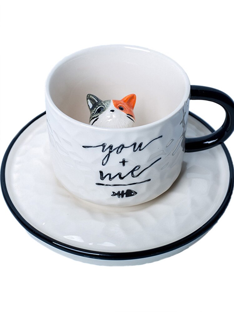 Cute Coffee Cup and Saucer European Tea Set Ceramic Cup and Saucer Set Bone China Idea Coffee Cup DD60CS