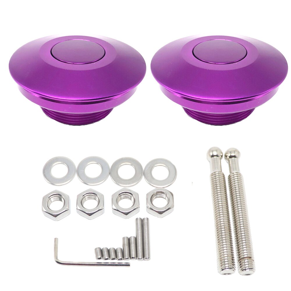 2.5" Hood Pins Aluminum Push Button Latches Quick Release Hood Latch Clip Kit: Purple