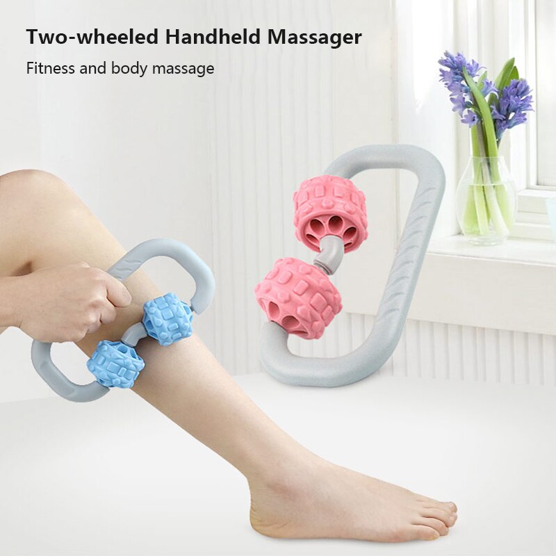 Trigger Point Massage Roller for Arm Leg Neck Muscle Tissue for Fitness Gym Yoga Pilates Sports 2 Wheel bodybuilding Relax