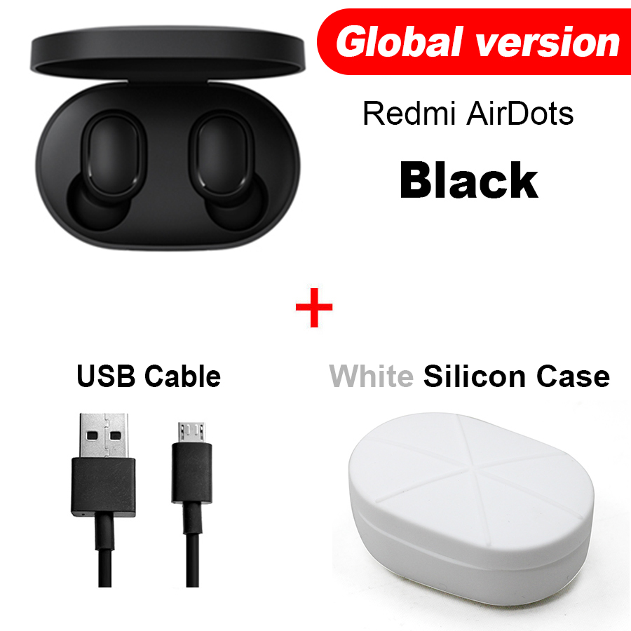 Original Xiaomi Redmi Airdots Xiaomi TWS Wireless Earphone Handsfree Voice Control Bluetooth 5.0 Noise Reduction Tap Control: Glo Cable White Case