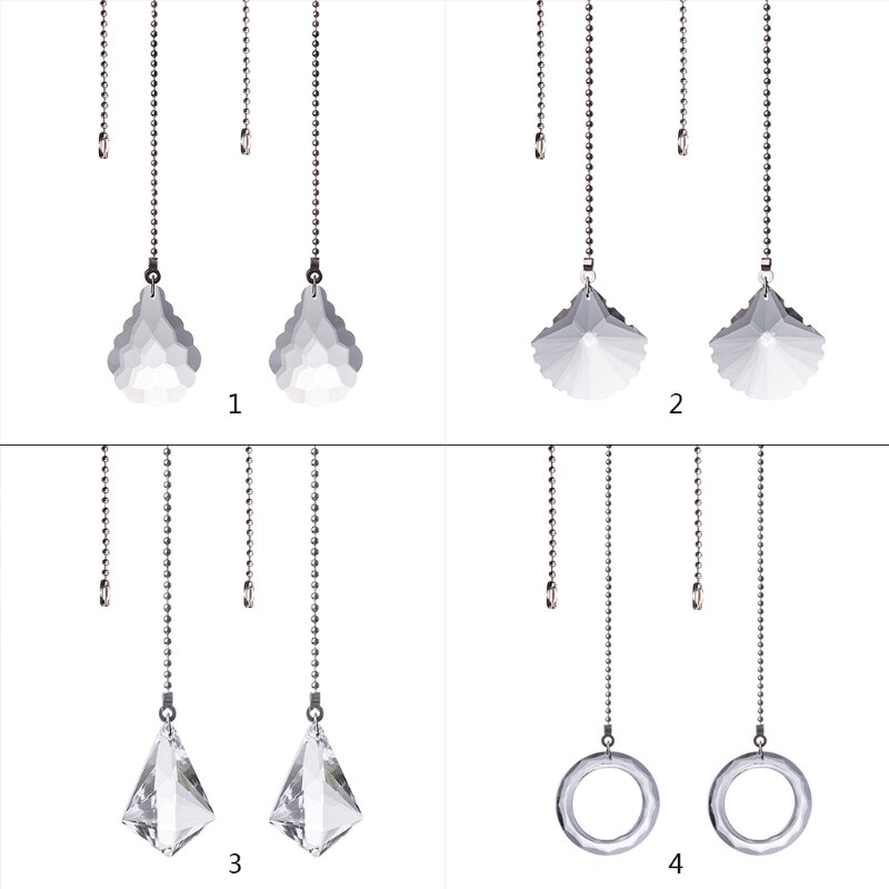 4 Sets Crystal Lamp Pull Chains Ceiling Fan Light Pull Chain Connector Home 95AC