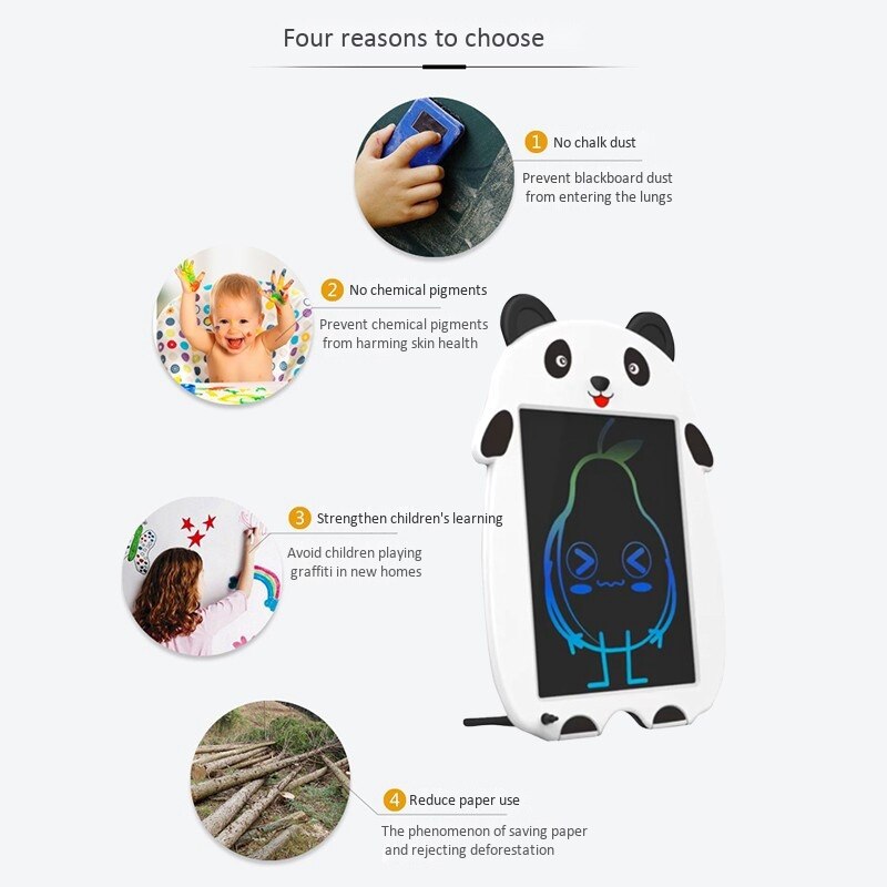 Drawing Board 8.5 Inch Cartoon Colorful Writing Board LCD Electronic Drawing Board Panda Smart Board for Kids