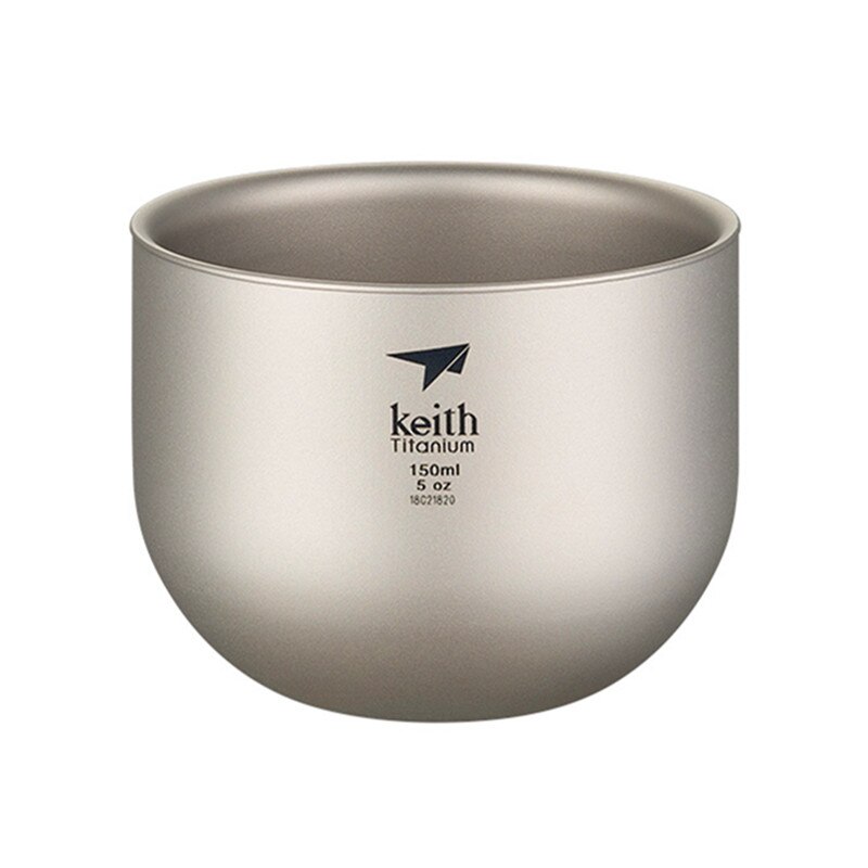 Keith pure titanium 150ml krus dobbelt isolering anti-skoldning titanium kop kaffekop krus