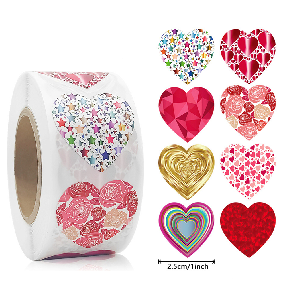 500pcs Sparkle Heart Stickers Red Love Scrapbooking Adhesive Stickers for Valentine's Day Wedding Decor Stationery Sticker: Beige