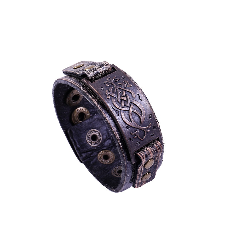 Vintage Mannen Armband Viking Mode Accessoires Europese Amerikaanse Persoonlijkheid Lederen Armband Armbanden Heren Sieraden