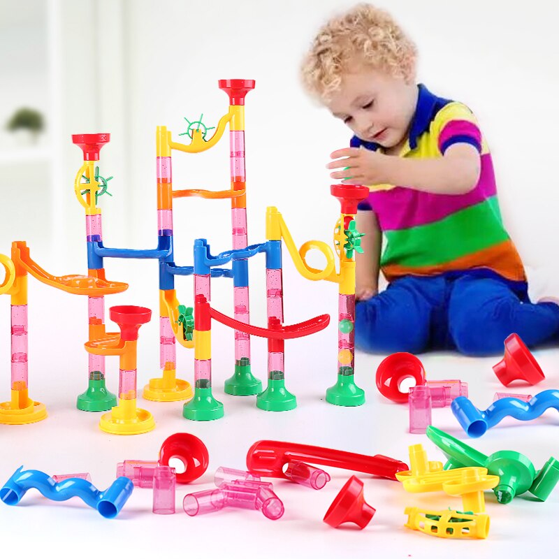 Marble Run Race Track Building Blocks Kids 3D Maze Ball Roll Toy DIY Coaster Set 80/105/109/133pc Christmas