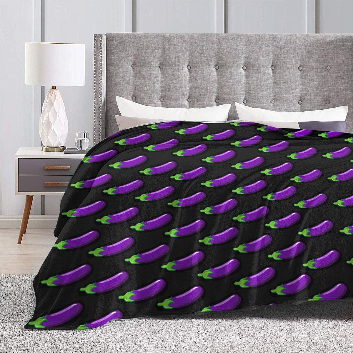 Aubergine Groente Patroon Deken Flanel Fleece Deken Zachte Microfiber Deken Voor Sofa Kantoor Bed En Reizen 50 "X 40"