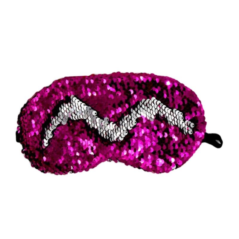 Las mujeres niñas escamas de pescado lentejuelas mágicas reversibles elástico mascarilla para dormir: Hot Pink