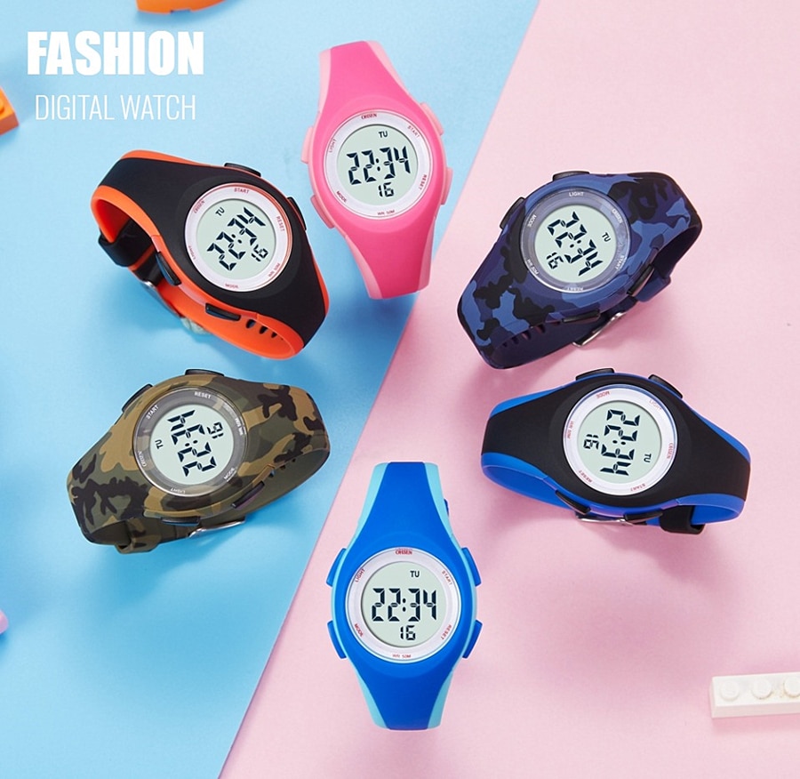 OHSEN – montre-bracelet numérique étanche pour enfants, montre-bracelet en Silicone vert, Camouflage, Sport, pour garçons