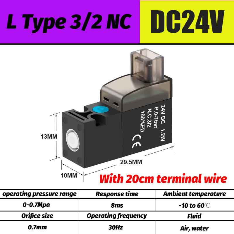 Válvula solenoide en miniatura de alta frecuencia, válvula de aire de 10mm, válvula de control de tres vías de dos posiciones de 30Hz, válvula de vacío de 24V 12V 6V: Azul