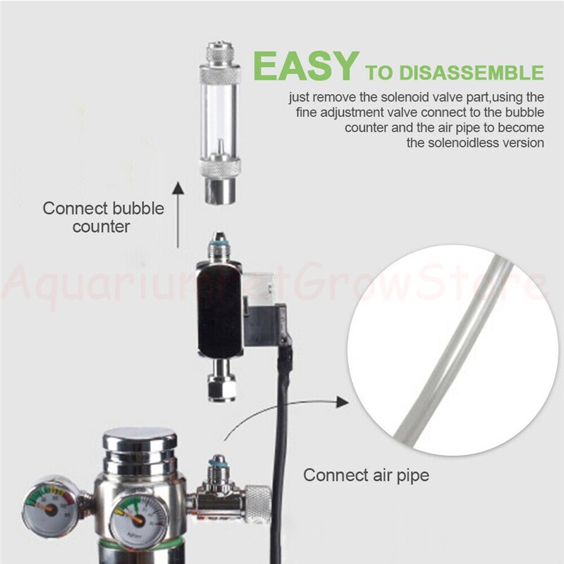 Dc 12v output solenoid akvarium  co2 system regulator elektrisk magnetisk fiskeanlæg tank  co2 trykreducerende ventil cylinder