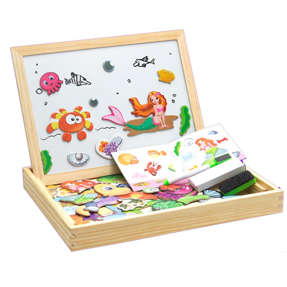 Animali da fattoria in legno multifunzionale città Puzzle magnetico cubi magici lati del cavalletto tavolo da disegno giocattolo per bambini per bambini: WJ3437D