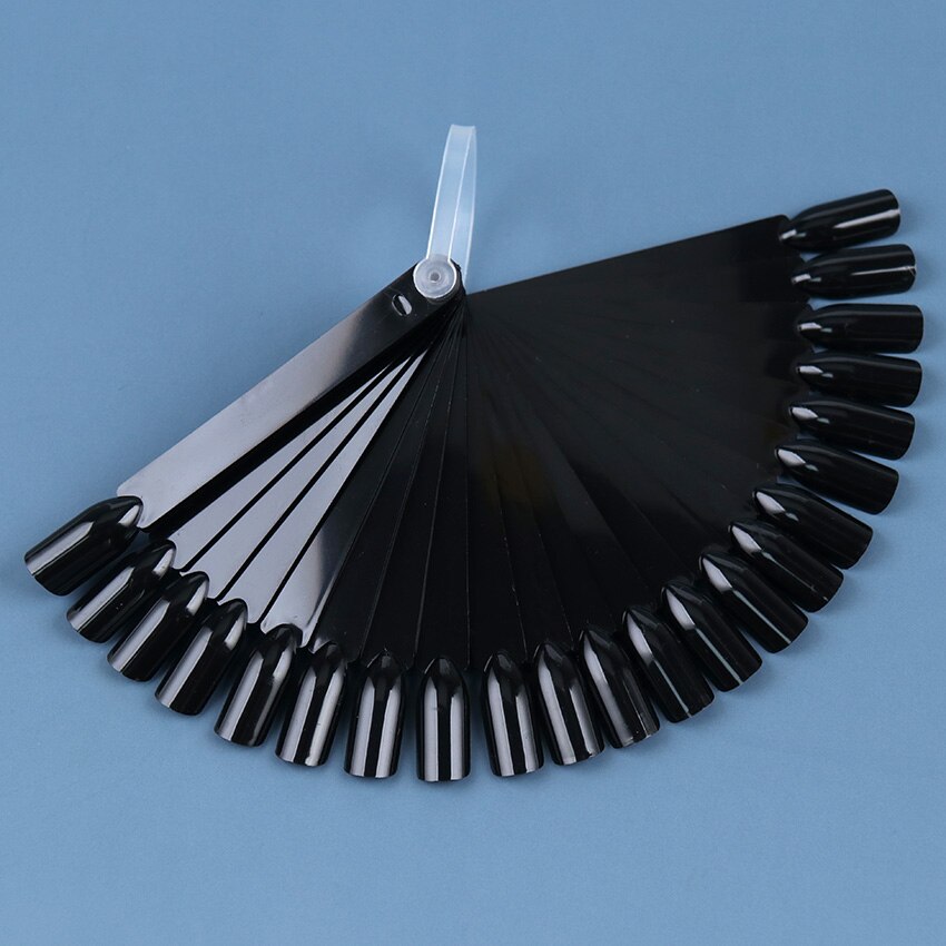 Juego de accesorios para uñas postizas en forma de abanico para práctica de uñas, juego de tarjetas de colores, para estudiantes: Black
