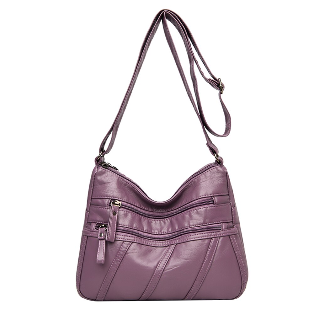 Solid Crossbody Bag Casual Women PU Shopping Street Shoulder Bags Large Capacity Multi-zipper Mother Top-handle Handbags