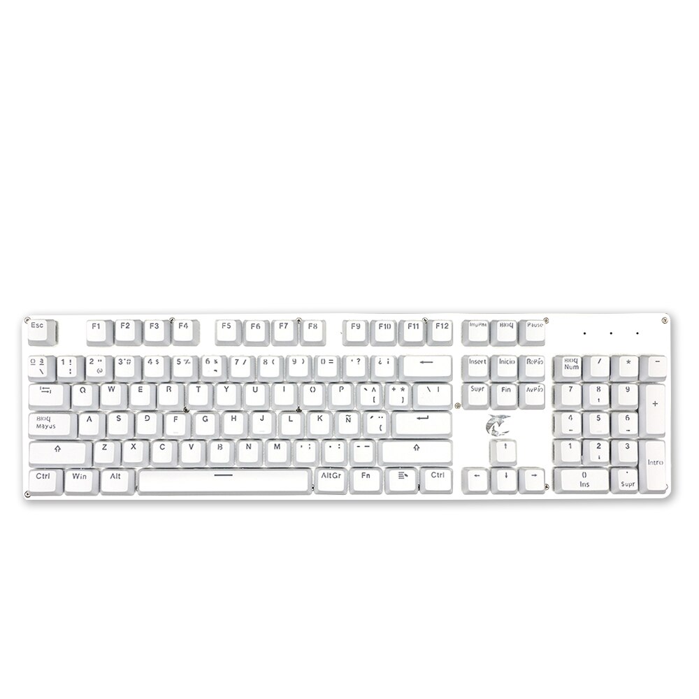 104pcs Russian/Spanish/French/Korean Keycaps OEM Profile Backlit Transparent Keycaps For Gaming Mechanical Keyboard ISO Layout: White-Spanish