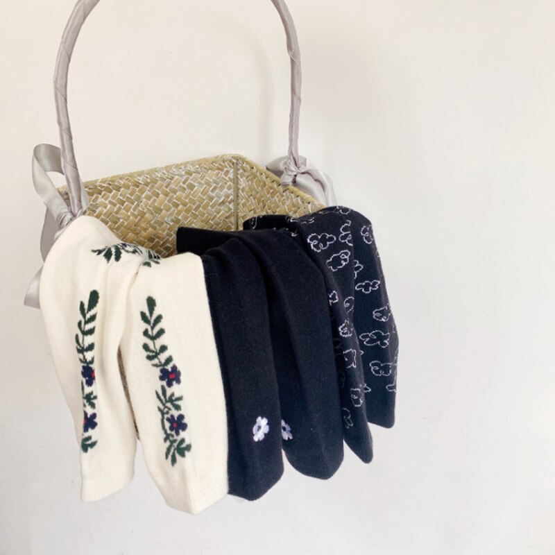 Calzini in cotone per bambina in stile coreano Kawaii giappone moda fiori primavera autunno calzini per bambini alti al ginocchio