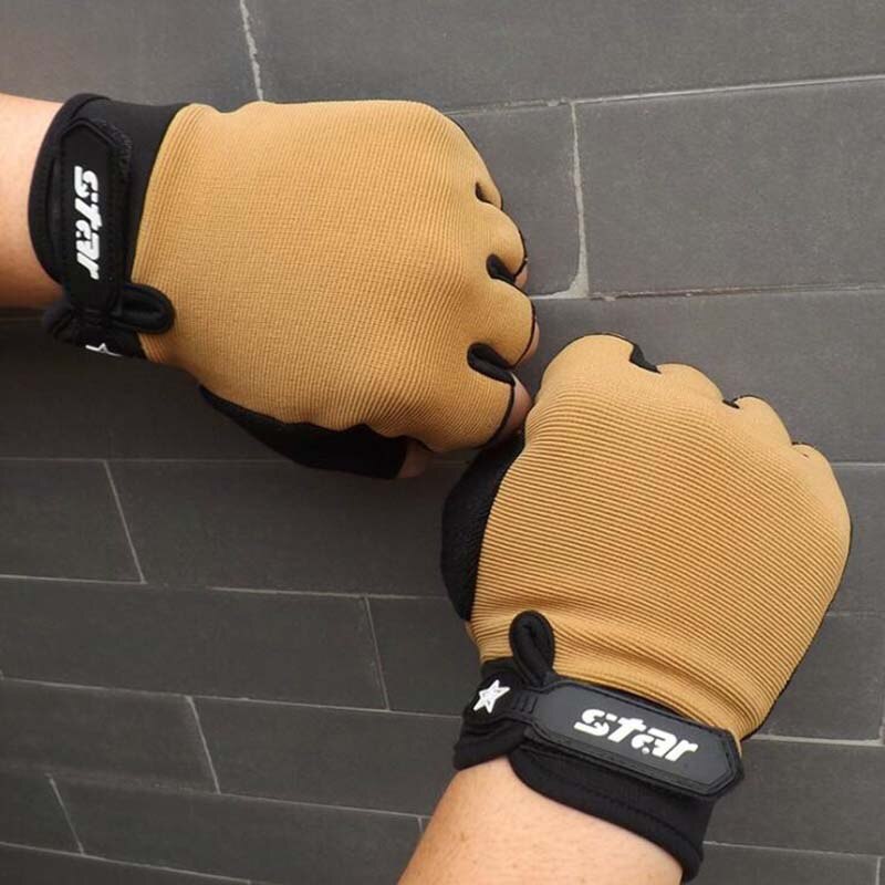 Mannen Fietsen Handschoenen Camouflage Half Vinger Fiets Handschoenen Voor Fiets Anti-Slip Zacht Ademend Fietsen Wanten Fitness Sport: khaki / S