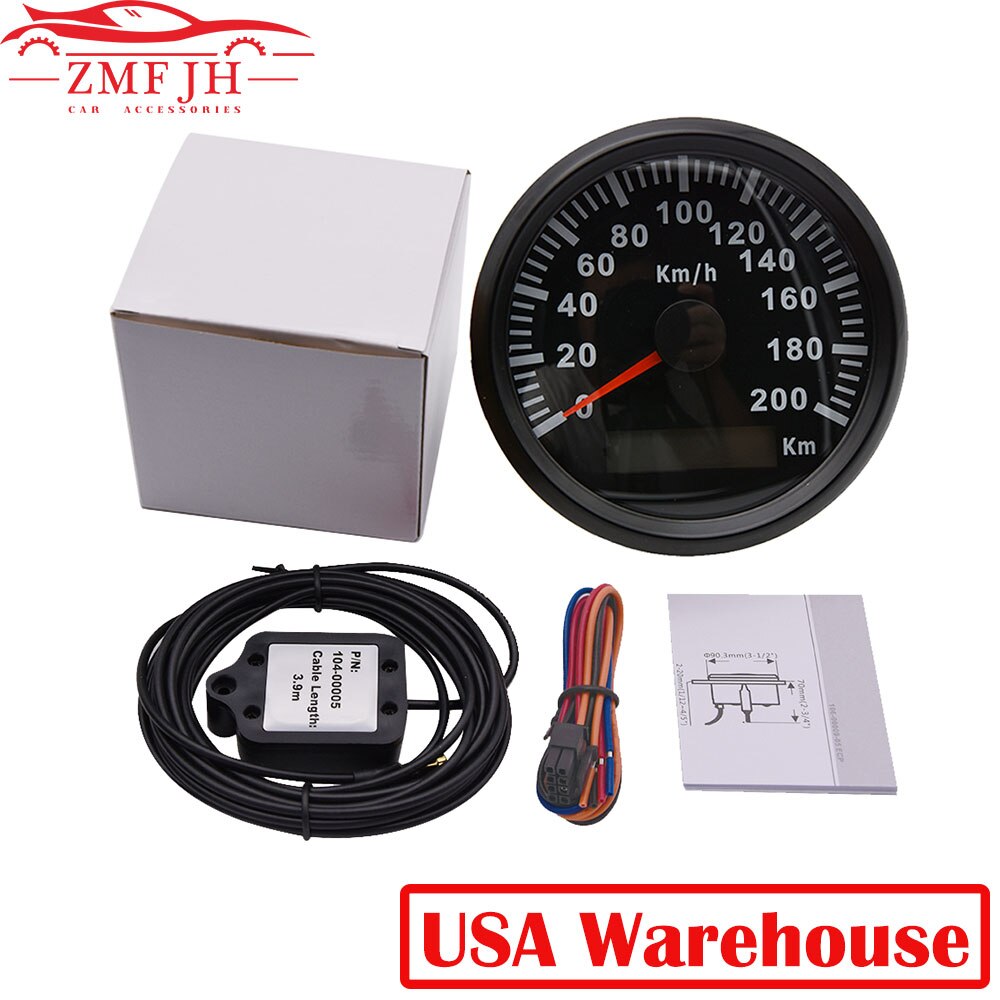 Giwnhvx Marine Boot Auto GPS Snelheidsmeter Digitaal met GPS Antenne voor Motorjacht TFT Scherm Waterdichte Kilometerteller Wit & Zilver