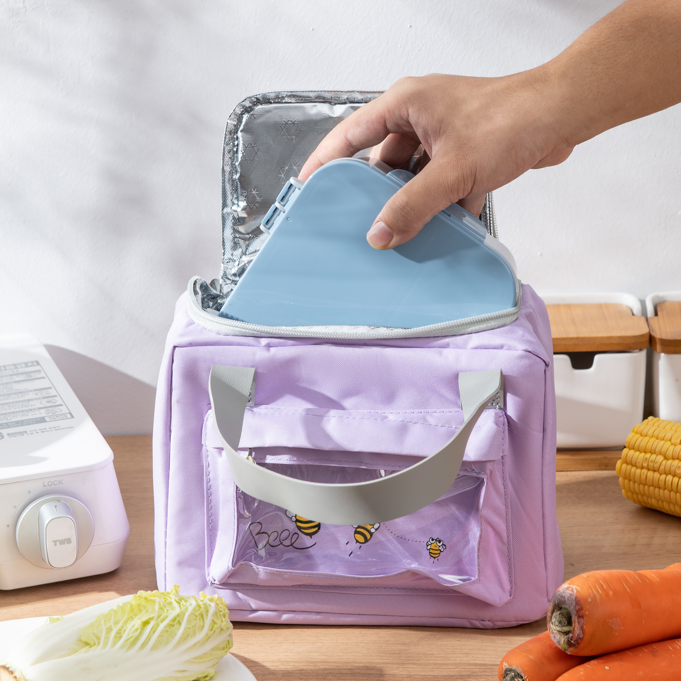 1PC-hand-held lunch bag portable picnic bag outdoor insulation bag aluminum lunch bag lunch bag
