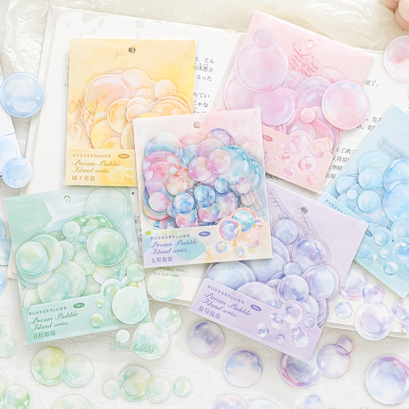 90 uds/3 bolsas de pegatinas con de burbujas, pegatinas de plástico autoadhesivas de colores mate y brillantes para álbumes de recortes, planificadores, manualidades DIY