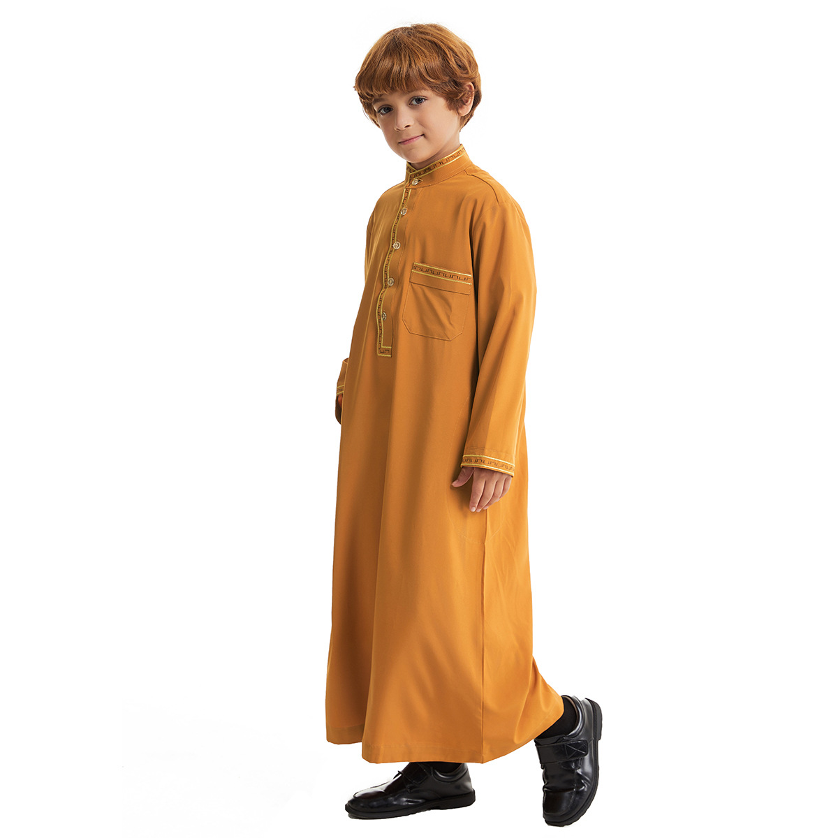 Moslim Jongens Gewaad Jurk Saudi Djellaba Pocket Arabia Abaya Kaftan Jubba Thobe Islam Eid Ramadan Djellaba Morocco Caftan Abaya: L / Bruin