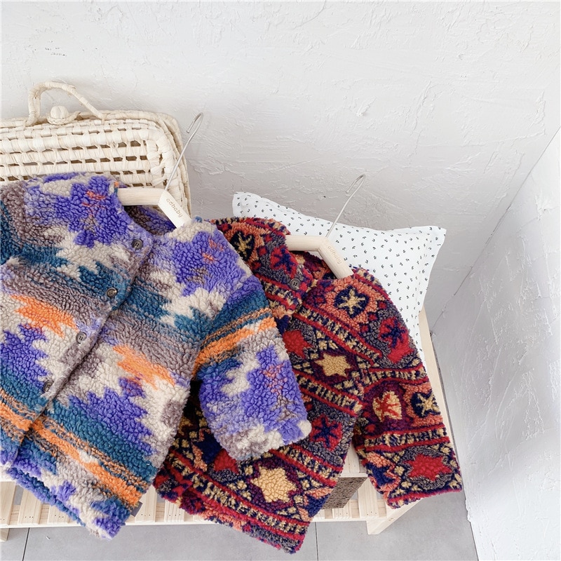 freundlicher Baumwolle Gefütterte Jacke Baby Mädchen Winter Mantel Kleinkind Junge Polar- Vlies Stern aufbringen Spitzen Langarm Einreiher lässig