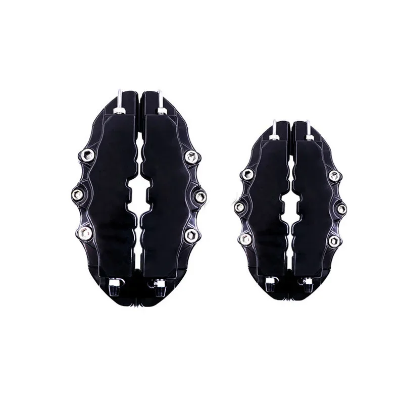 Cubiertas de pinza de freno de disco 3D para coche, cubiertas de plástico para pinza de freno de disco de carreras delantera y trasera M + S, accesorios de rueda de 18,3-23,6 ", 4 Uds.: Negro