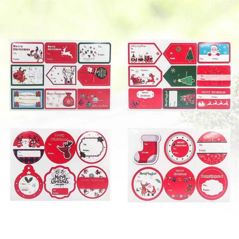 4pcs Stickers Adorable Cartoon Self Adhesive Exquisite Decals Sticker Paper Christmas Party