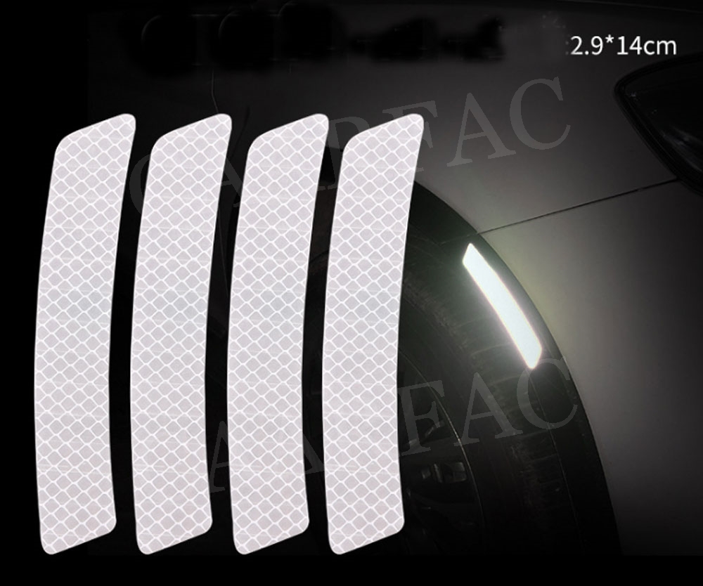 Universele Auto Bumper Reflecterende Waarschuwing Strip Stickers Velg Wenkbrauw Waarschuwen Licht Reflector Beschermende Sticker Scratch Paster: White For Wheel Rim
