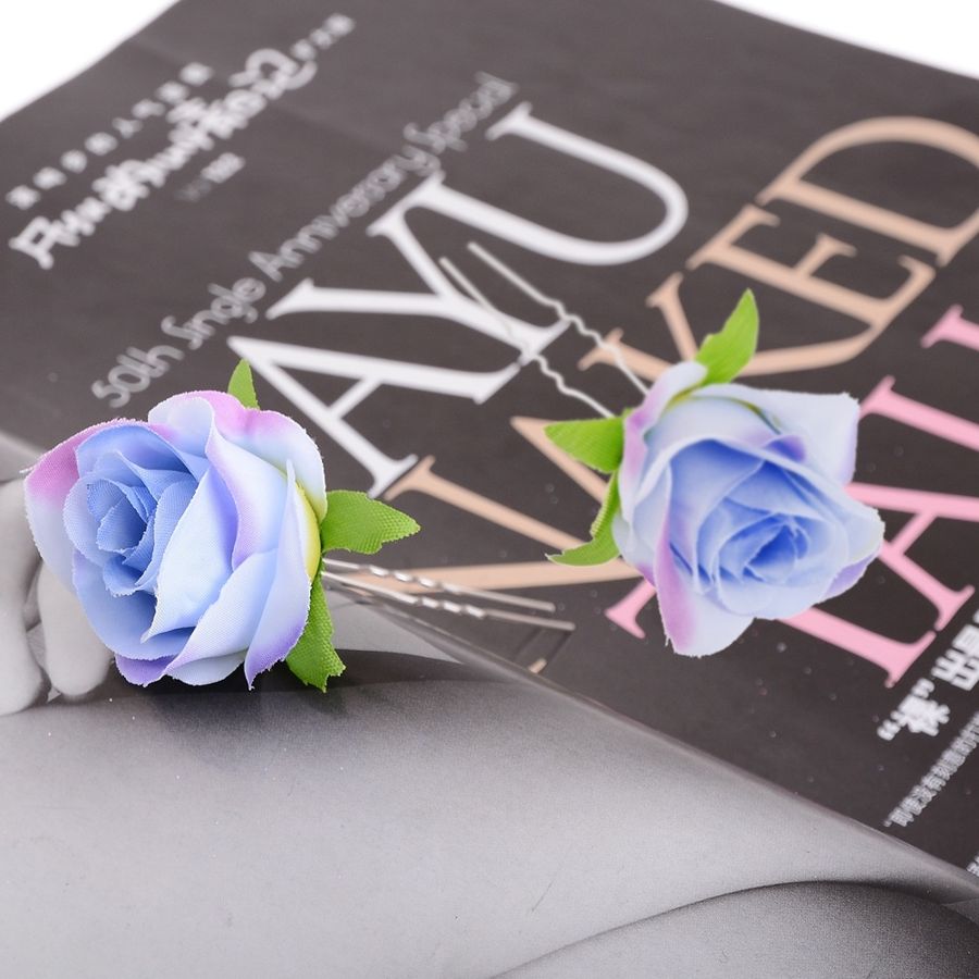 Mooie Grote Bloeiende Rose Bloem Haarspeld Zomer Strand Bruiloft Bruids Haar Clip Hoofddeksel Broche Pin Hoofdtooi Accessoires: G Blue