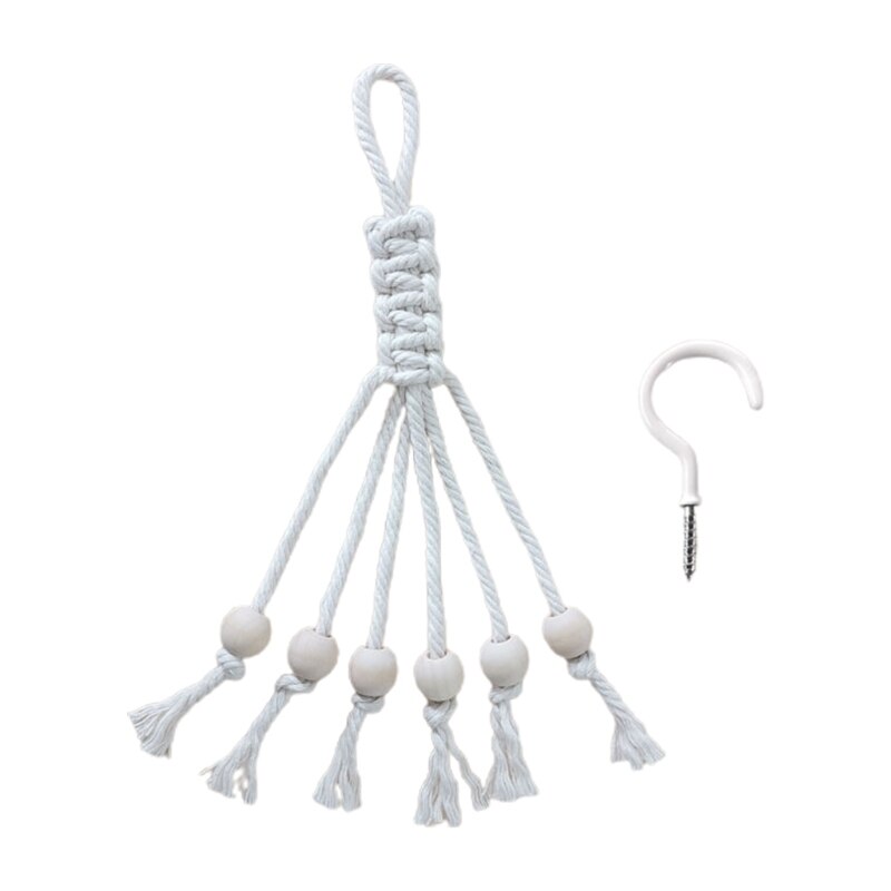 Hamaca de macramé para frutas y verduras, soporte de red con ganchos, cesta colgante para cocina, patatas, cebolla, 3XUF: 4